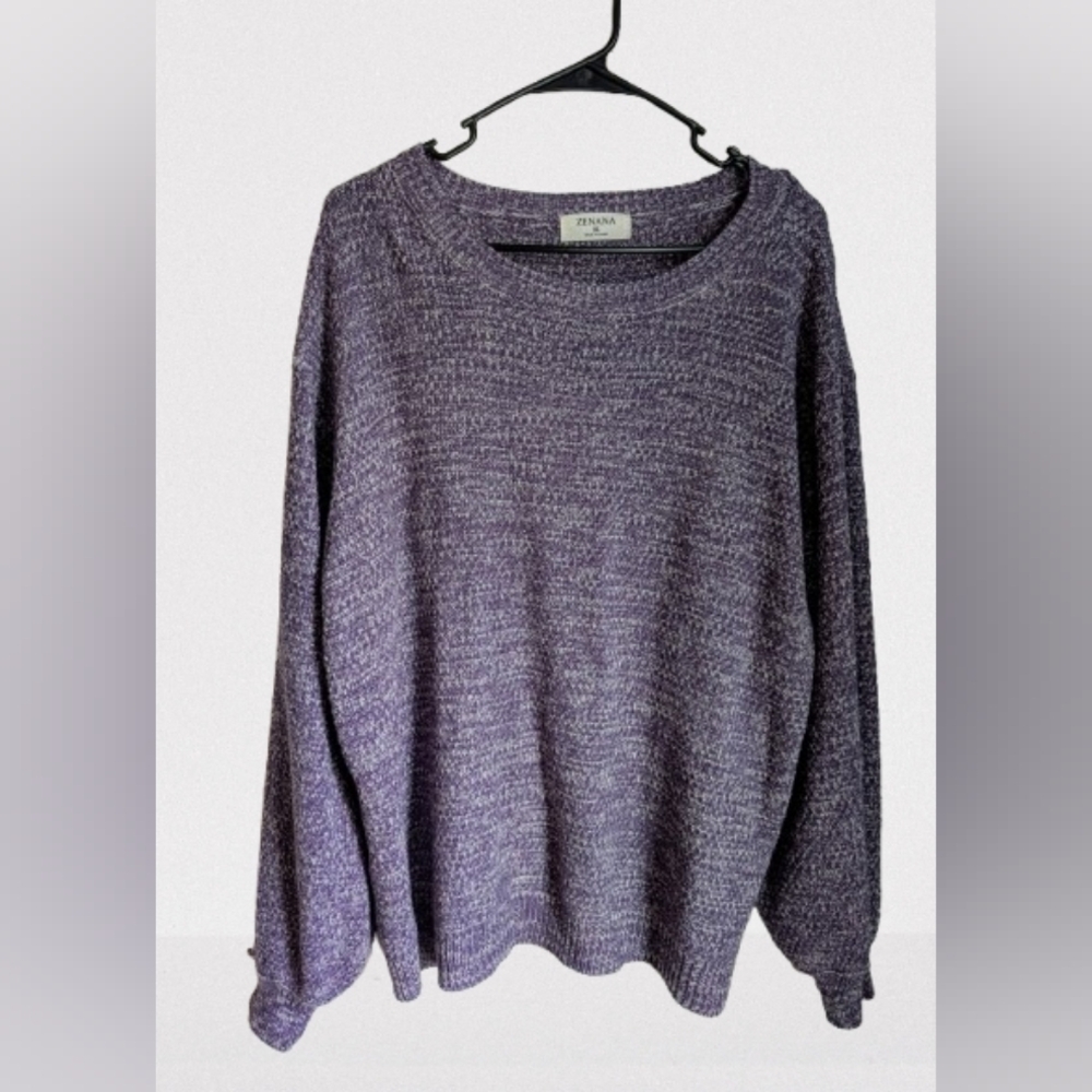 BOGO Zenana Outfitters Heathered Purple Crew Neck Sweater- XL